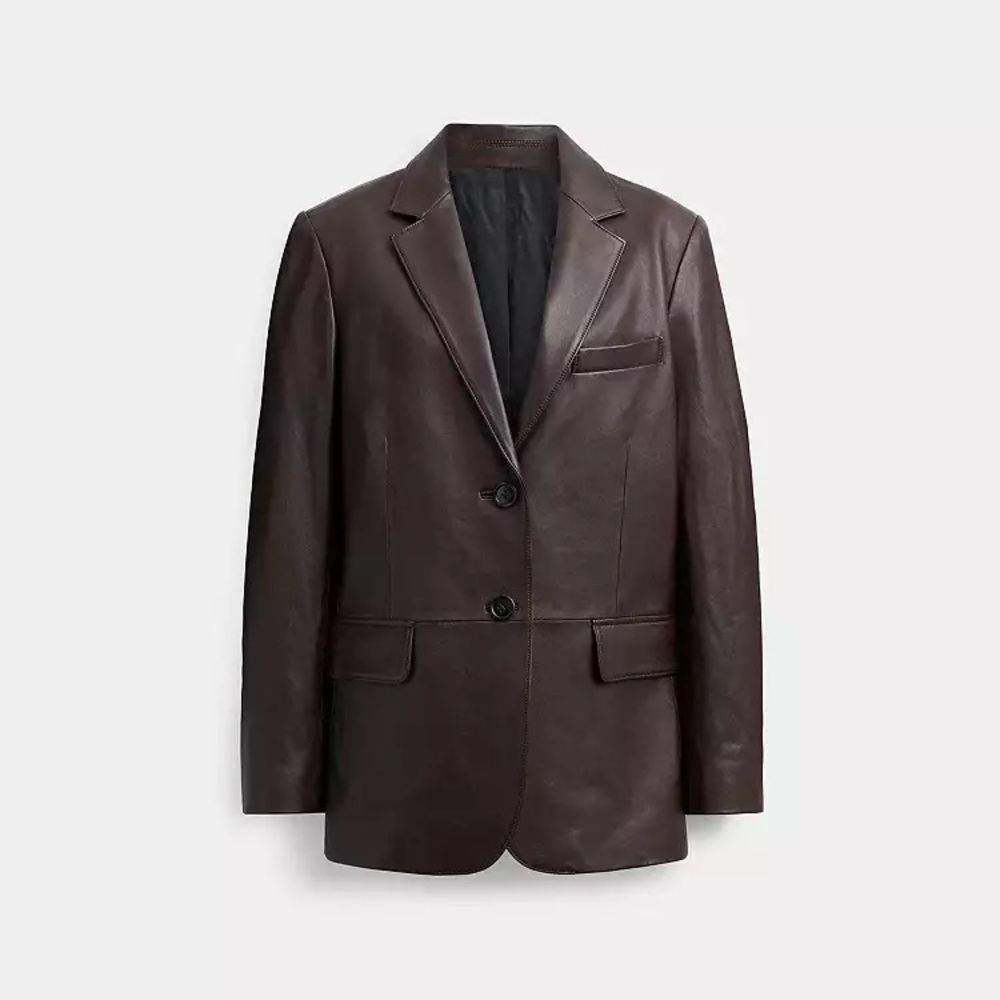 Coach Dark Brown Leather Blazer